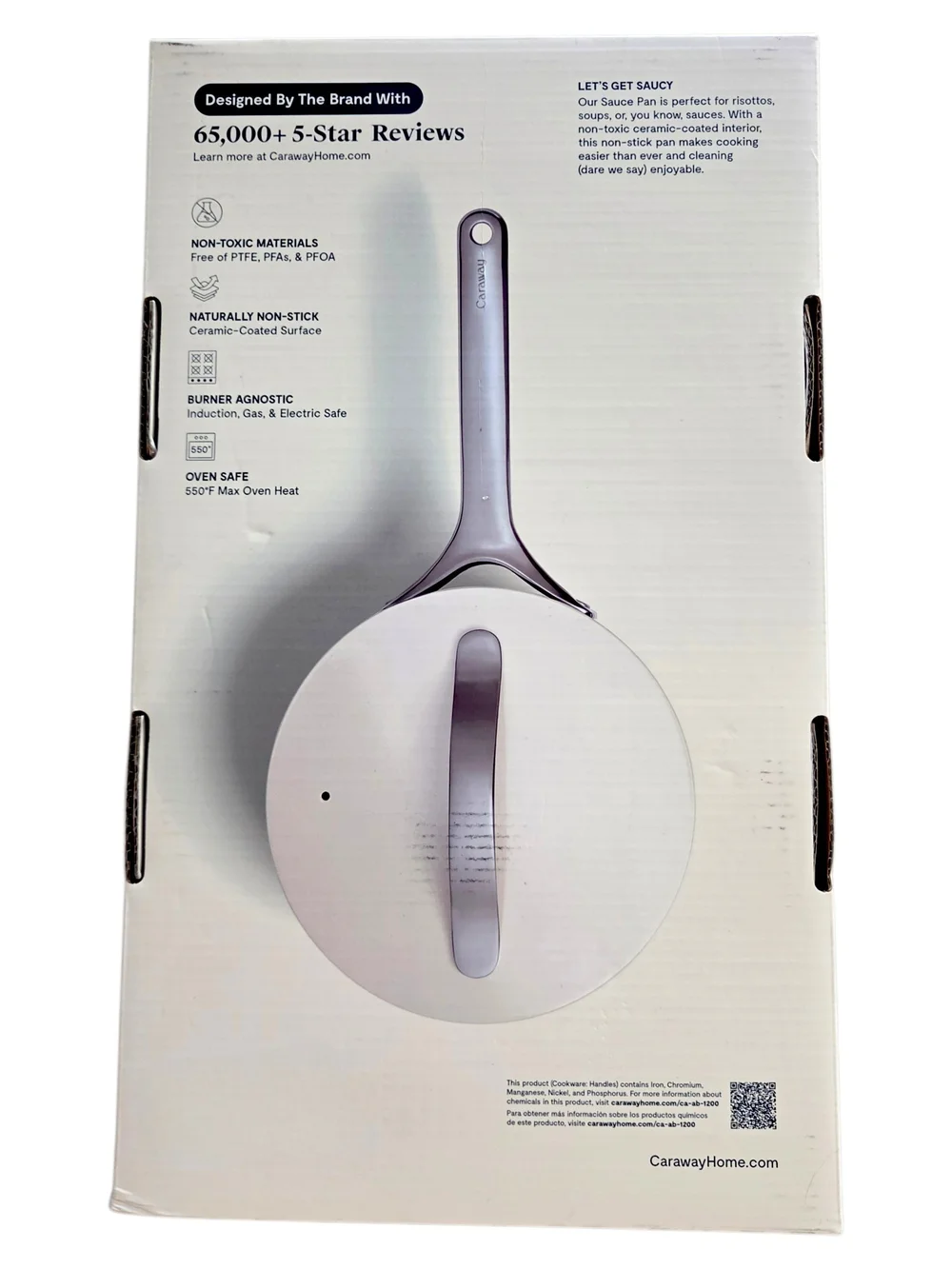 White Sauce Pan with Stainless Base - White